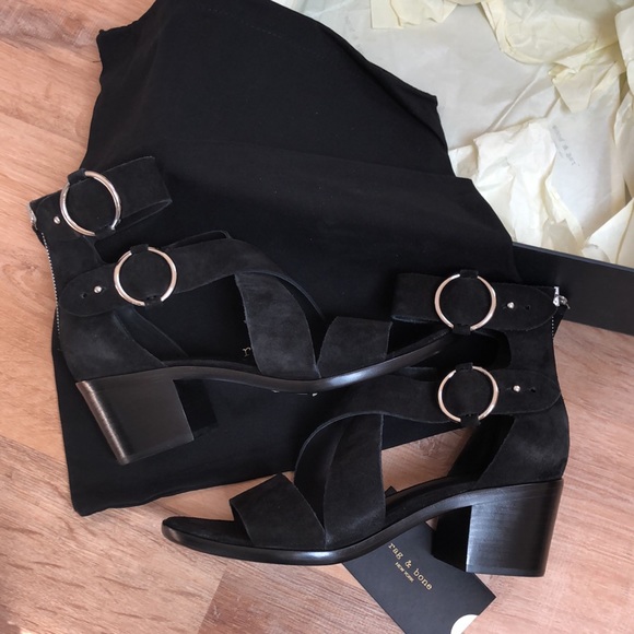 rag & bone Mari Heeled Sandal Black Suede Size 8 - Picture 9 of 9